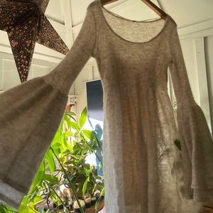 Free People Alpaca-Merino blend knee length sweater dress with bell sleeves